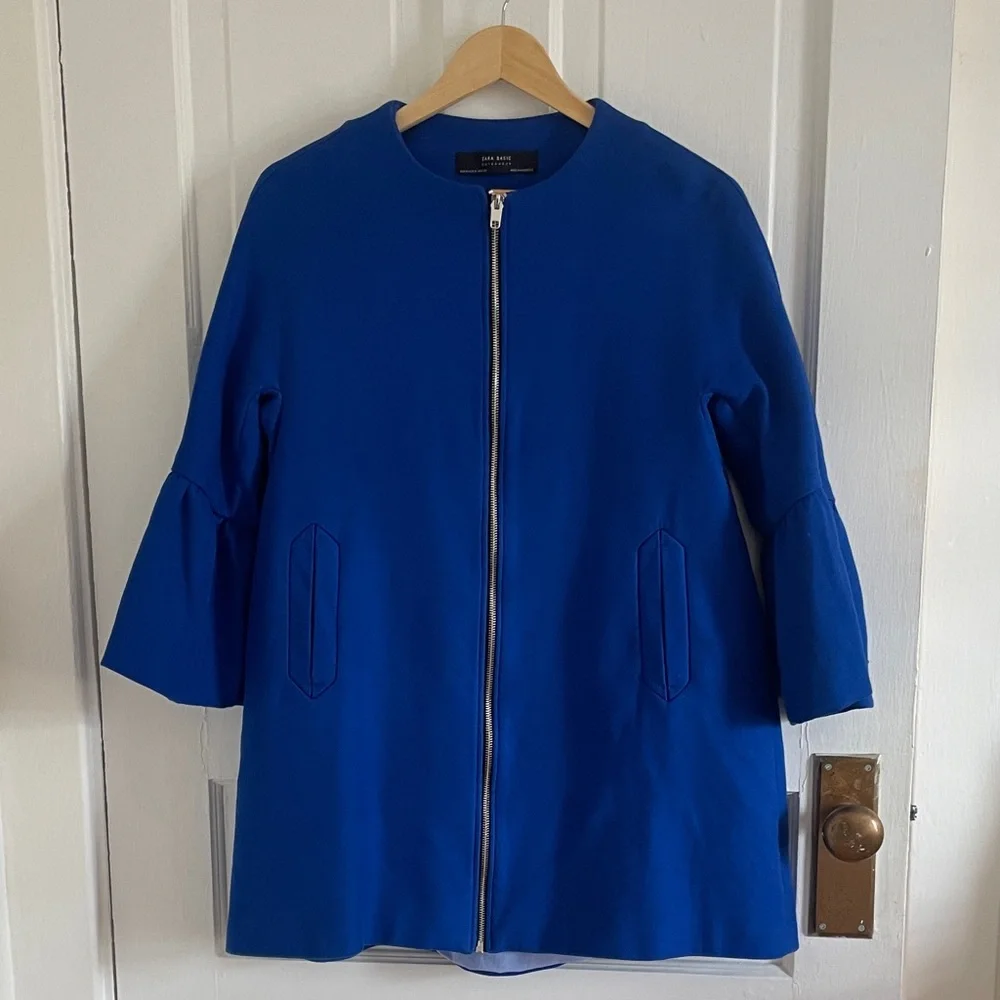 Zara Royal Blue Cape Jacket Women's Size Medium - Picture 9 of 9
